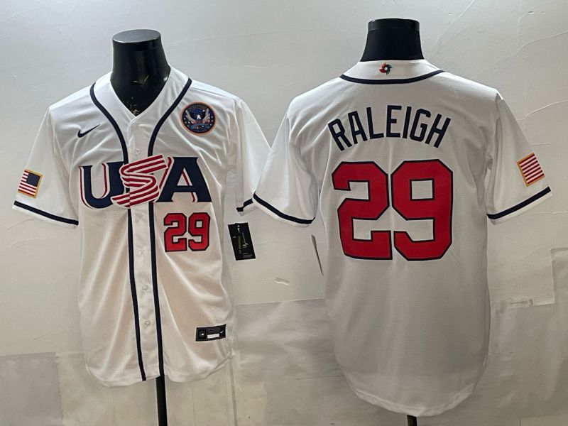 Men 2026 World Cub USA #29 Raleigh White Game Nike MLB Jersey style 006